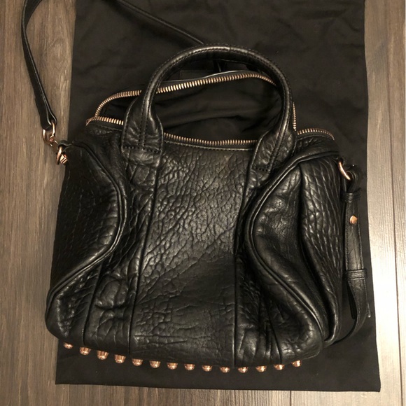 Alexander Wang Rockie rose gold hardware, black pebbled leather purse - Picture 3 of 6
